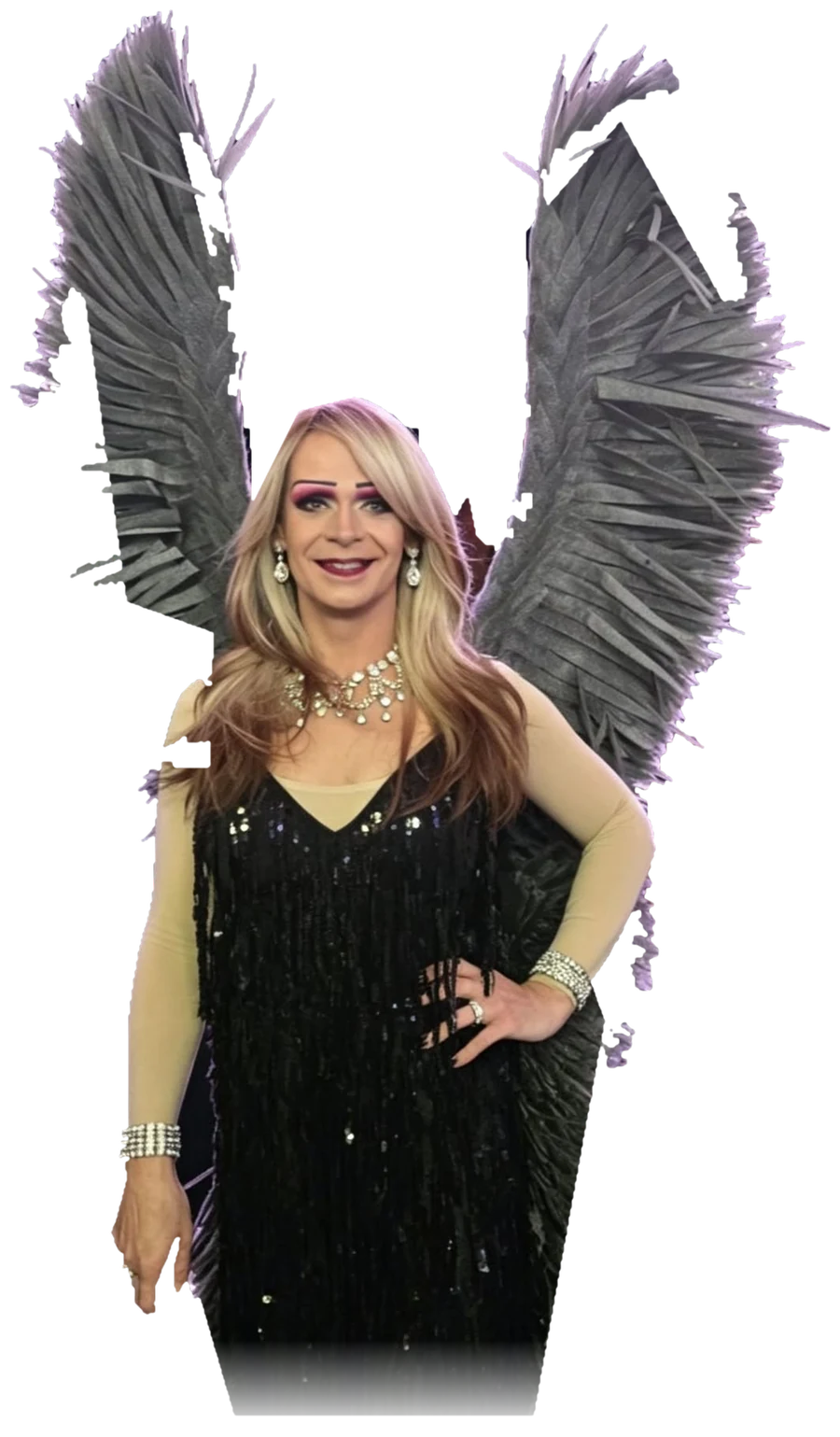 Miss Eve Travestie als Engel auf der Bühne